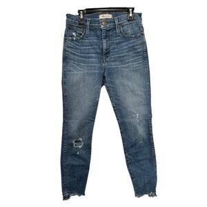 Madewell Jeans Womens 26 Blue Curvy High Rise Skinny Distressed Whiskered